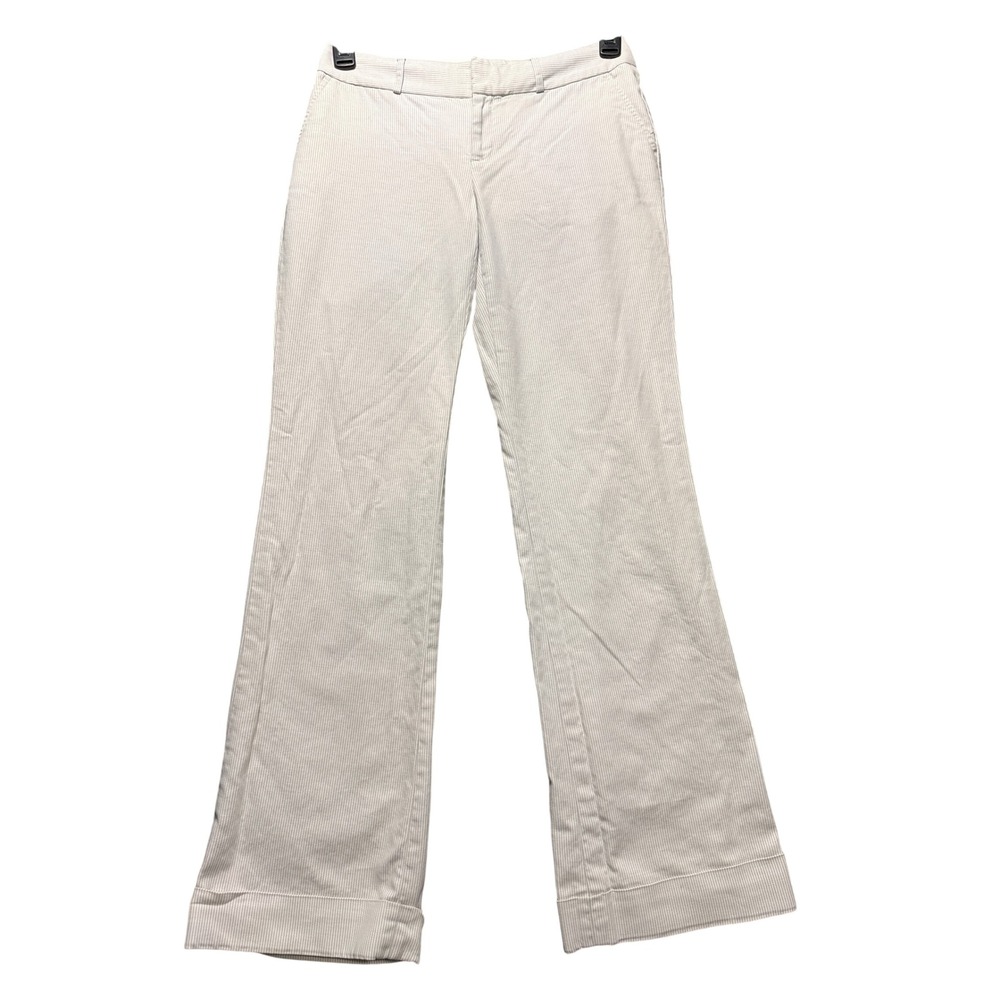 Banana Republic Martin Fit Pants Women 2 Gray Pinstripe Straight Leg Pockets